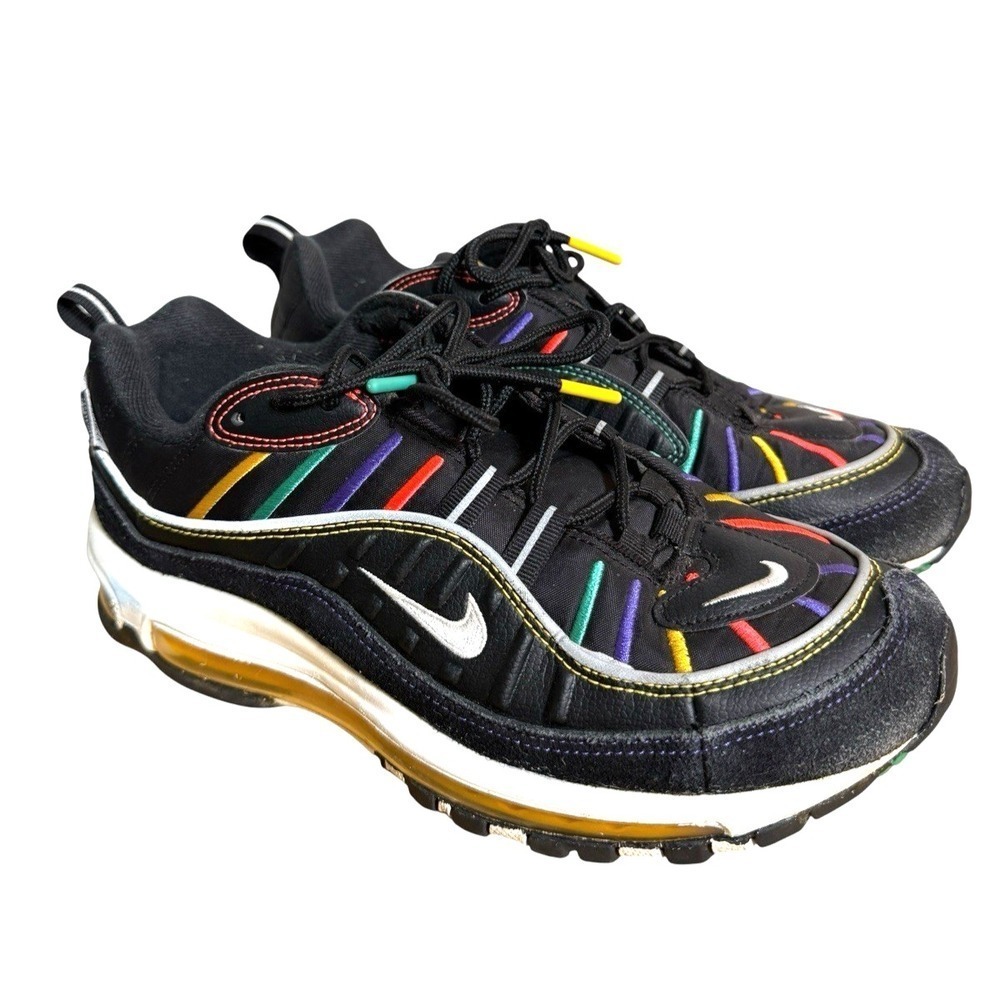 Nike Air Max 98 Womens 9 Pre-Owned Sneakers Black Multi Color BHM‎ CI1901-023